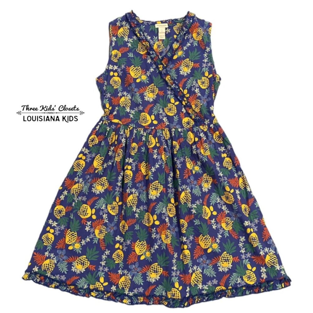 Monsoon 11Y Colorful Blue Pineapple Floral Dress